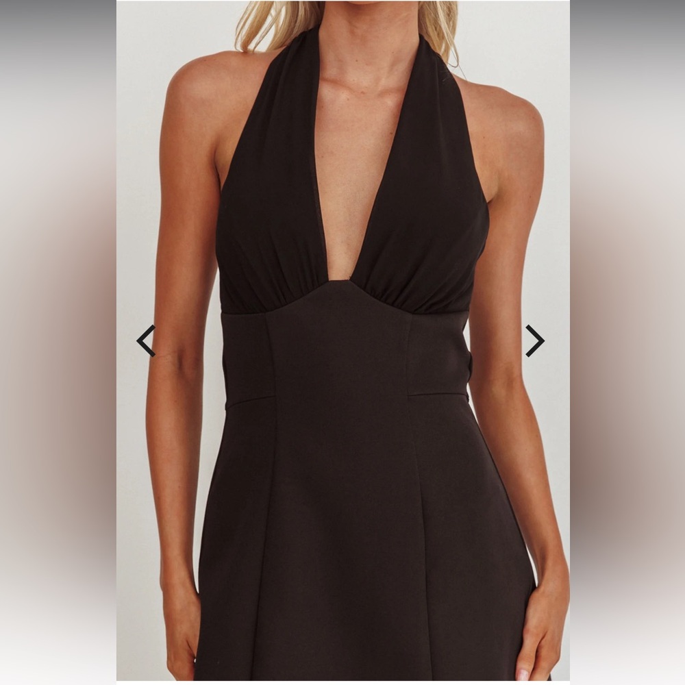 Opulent Halterneck Layered Maxi Dress Black - Picture 4 of 12